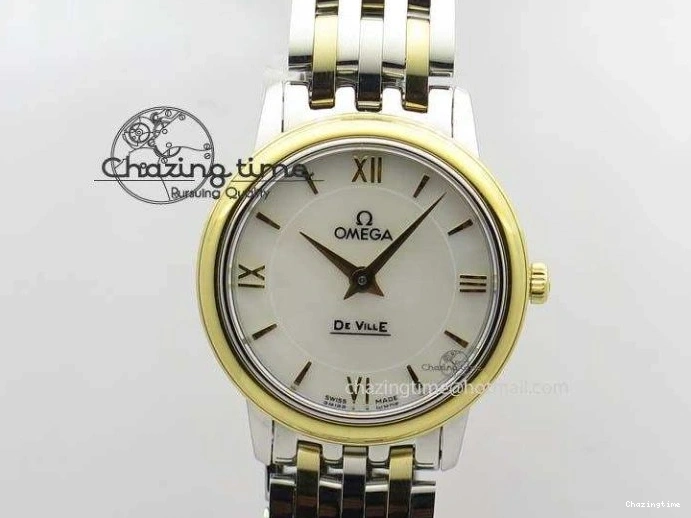 0111 De Ville 27mm SS YG Ladies MK 1:1 Best Edition White MOP Dial On SS Bracelet Ronda Quartz Sophisticated 8192